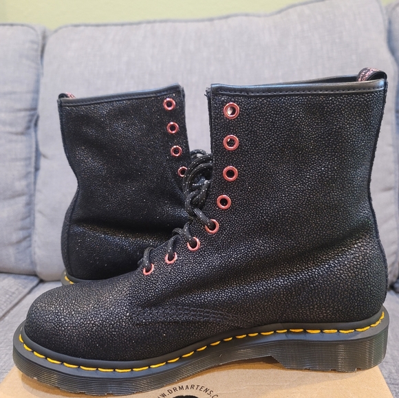 DR. MARTENS 1460 EYELET BEJEWELLED BOOTS BLACK WOMEN SIZE 10 - Picture 10 of 16